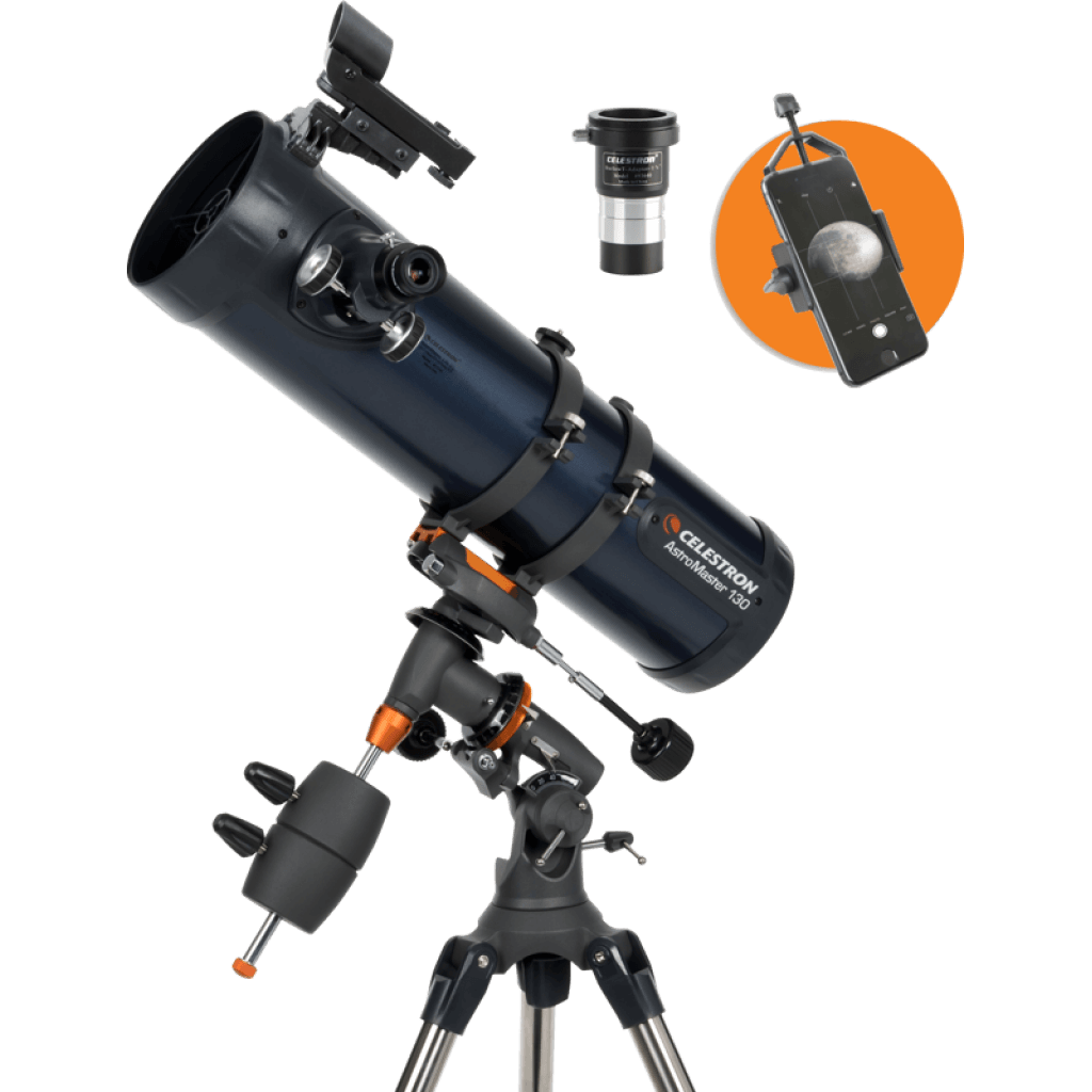 Celestron Astromaster Reflector 130EQ with phoneadapter and T2-Barlow