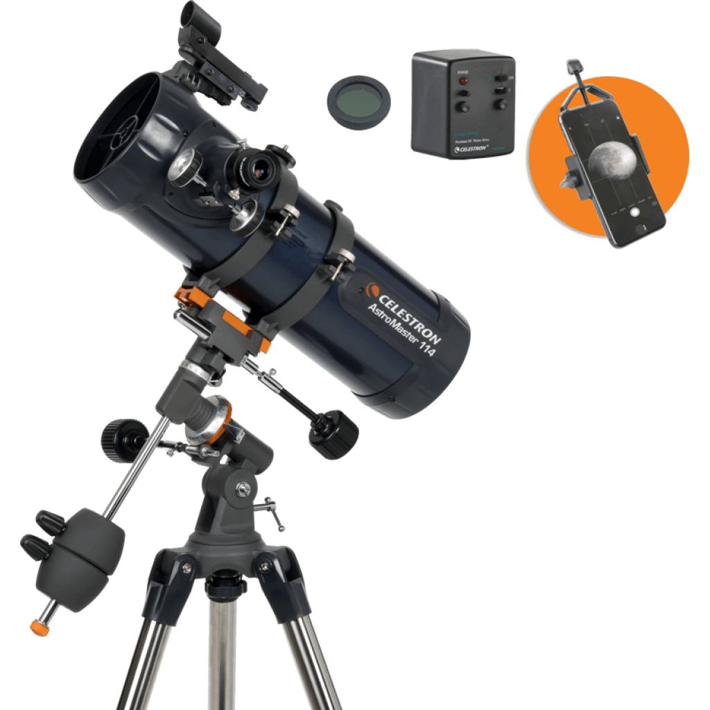 Celestron Astromaster 114EQ-MD with Phoneadapter and Moonfilter