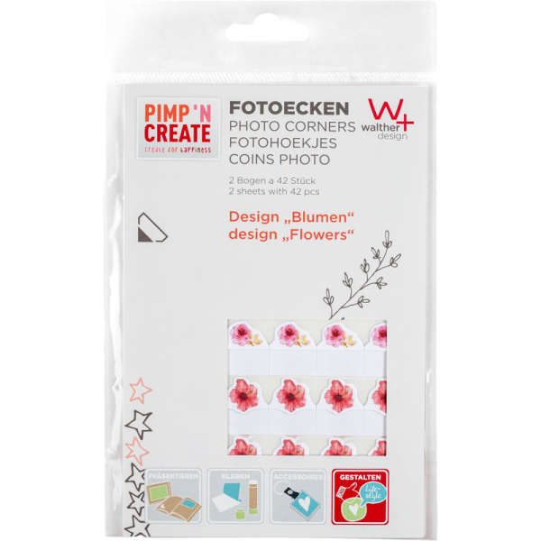 Fotohörn Walther Photo corners flower design 2 sheets of 42 pcs