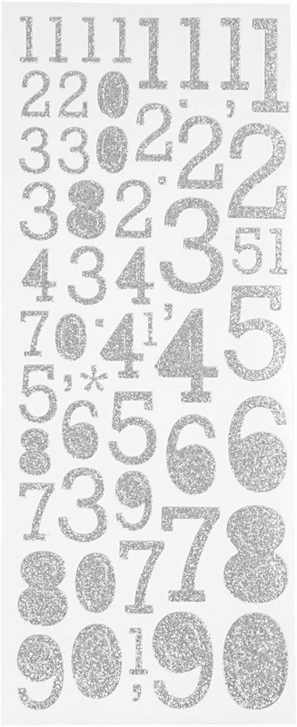 Focus Glitterstickers Silver Numbers