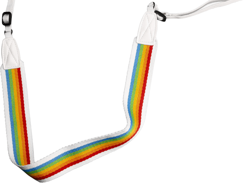Polaroid Camera Strap Flat Rainbow White